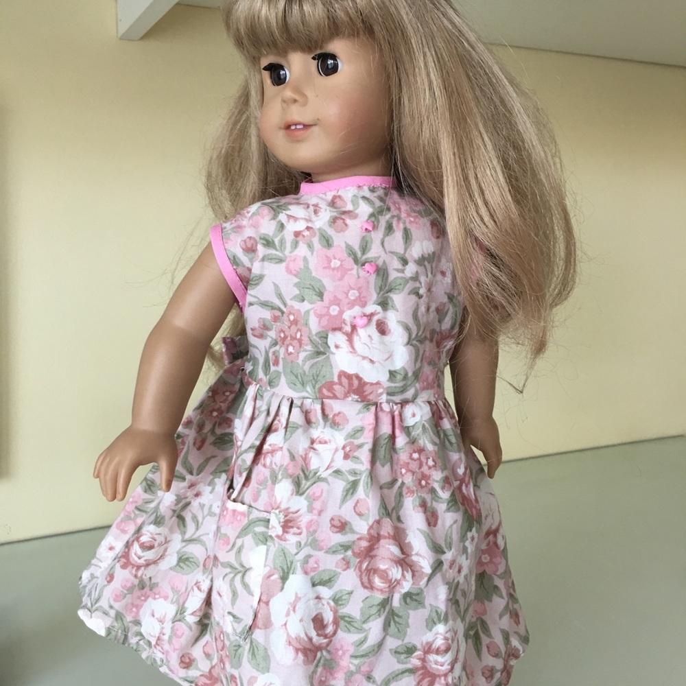 Doll Dress in Cotton, pocket, heart buttons
